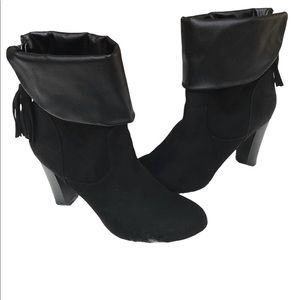 Laura Black Faux Suede Fringe Ankle Festival Boots 8